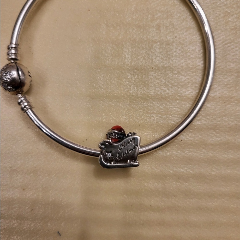 Authentic Pandora Bangle with Santa Charm  CHRISTMAS SPECIAL